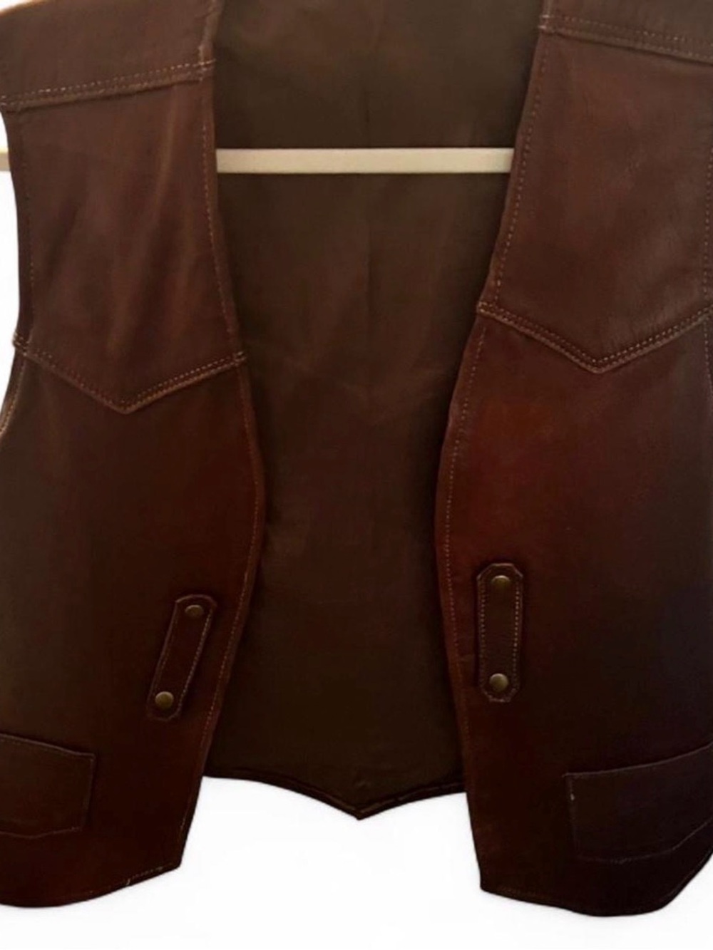 Men's Brown Leather Vest - Classic Western Style